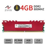 INTEL (MớI) Bộ Nhớ RAM Đỏ 4GB DDR2 800MHz PC2-6400U CL6 1.8V 240Pin Cho MáY TíNh