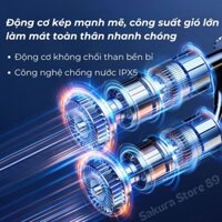 {Interesting Digital Star} Quạt Đeo Thắt Lưng, Quạt Điều Hòa Motor 2 Phản Lực 4 Cấp Độ Gió Mát Pin