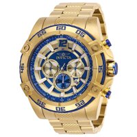 Invicta 29291 Bolt Chronograph Quartz Movement Blue Dial Men's Watch Gold Tone Bracelet Analog Dial with Stainless Steel Case