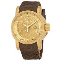 Invicta Automatic IN12790 S1 Rally Dragon Gold Dial Brown Leather Men Watch - Đồng Hồ Nam