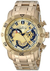 Invicta Men's Pro Diver Quartz Watch with Stainless-Steel Strap, Gold, 26.1 (Model: 22761)
