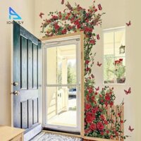 Ioensy 6 Miếng Dán Tường Hoa Hồng PVC Cho Phòng Chơi Phòng Khách Văn Phòng