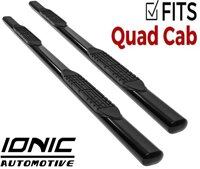 Ionic 5" Black Steel Oval Nerf Bars (fits) 2019-Up Dodge Ram 1500 Quad Cab (New Body / 6 lugs per Wheel) Only Truck Side Steps (423809B) Will NOT FIT The Cla...