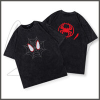 IOO | Áo phông nam wash  áo thun boy phố tay lỡ in hình người nhện unisex ulzzang 100% cotton