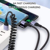 Ior Đôi USB C Dây Sạc Ô Tô Có Truyền Dữ Liệu Cơ Chế Lò Xo Mở Rộng Cáp USB C Cáp Nguồn