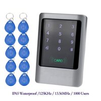 Ip65 Chống Nước Kiểm Soát Truy Cập Cảm Ứng Kim Loại Khóa Thông Minh Không Chìa Khóa 125KHz / 13.56 MHz Đầu Đọc Thẻ Với 10 Thẻ Chìa Khóa Chống Thời Tiết