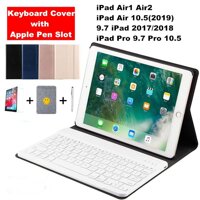 Ipad Da Bìa Với Bàn Phím Bluetooth & Apple Khe Cắm Bút Chì Cho 9.7 iPad 2017 2018 10.2 iPad 7th Gen Air1 Air2 Air3 Pro 9.7 Pro 10.5