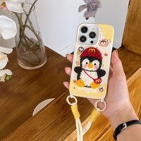Iphone 16 15 14 13 12 11 Pro Max Thêu Jellycat Penguin Da Vỏ Điện Thoại Vỏ Bảo Vệ IP 13 Pro 16 Pro Vỏ Mềm Chống Sốc