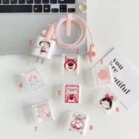 Iphone Sạc Nhanh Đầu Bảo Vệ Bốn Mảnh Hub Dây Lò Xo Anh Đào Maruko Dâu Gấu Melody Lingna Belle Star Kirby Quà Tặng