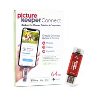 iPhone Smart USB Flash Drive 64GB [Apple MFI Certified] Picture Keeper Connect - Lightning Memory Expansion Backup for Apple iOS (Red)