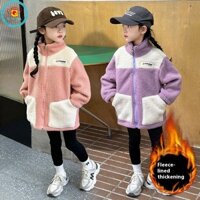 Iq Angel Áo khoác lông cừu trẻ em Thời trang giản dị bé gái bé trai dày vừa và nhỏ trẻ em mùa đông thu đông mùa đông áo khoác viên