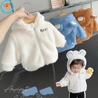 Iq Angel Áo khoác trẻ em quần áo mùa thu đông mới cộng với cashmere dày dặn cho bé mùa đông lông cừu phong cách len cotton cho bé trai và bé gái