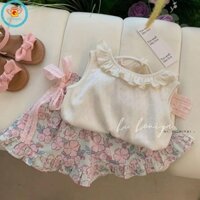Iq Angel Baby Girl Trang phục mùa hè Váy hoa công chúa và áo không tay