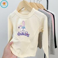 Iq Angel Girls 'Cổ Tròn Đáy Áo Sơ Mi Thu Đông Dralon Vừa Và Lớn Trẻ Em Hoạt Hình Đa Năng In Hình Ấm Áp Top