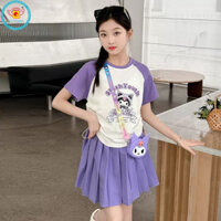 Iq Angel Girls jk set Internet người nổi tiếng Bé gái Bộ váy mùa hè Váy trẻ em preppy xếp li váy mùa hè