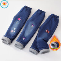 Iq Angel Quần độn trẻ em cho bé gái Quần jean dày ba lớp mùa đông dành cho trẻ em và bé gái Quần độn ấm áp cho bé gái