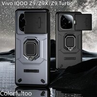 Iqooz9 Armor Vỏ Chống Sốc Cho Vivo iQOO Z9x Z9 Turbo Z9Turbo iQOOZ9x 5G Kéo Đẩy Trượt Bảo Vệ Camera Ốp lưng PC Cứng Chống Rơi Giá Đỡ Mặt Sau