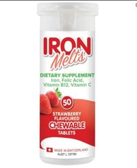 Iron Melts Chewable Viên ngậm bổ sung sắt vị dâu 50 viên