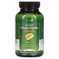 Irwin Naturals Collagen Peptides + Astaxanthin Type I II & III 60 Liquid Soft-Gels