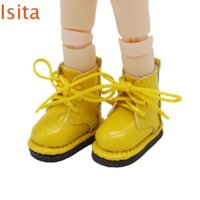 Isitaftb 1 Cặp Giày Da Búp Bê Obitsu 11, Giày Da Búp Bê Bjd Mạ Cao Cấp Bạc 1 / 12, Da PU Đáng Yêu Mini Molly 1 / 12 Bjd Doll Boots Holala