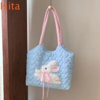 Isitaftb Túi Nách Nữ, Khóa Túi Bên Trong Túi Đeo Vai Thỏ Sang Trọng, Dày Thoải Mái Nhẹ Tình Yêu Chăn Hoạt Hình Thêu Sách Tote Du Lịch