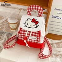 ISKYBO Ba lô ISKYBO Kitty, Túi đi học hình mèo Kt ngọt ngào, Túi đeo vai nữ Y2k phong cách Hàn Quốc thời trang
