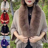 Istanu Lông Giả Cổ Áo Khoác Nữ Váy Dạ Hội Sang Trọng Quấn