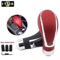 【ITSOK】Núm Gạt Cần Số Xe Hơi Bằng Da Chrome Kèm 3 Bộ Chuyển Đổi Thông Dụng 10cm 10cm