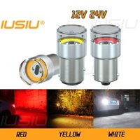 Iusu 2 Chiếc 12V 24V 1157 Led 1156 Đèn Phanh Ngược Ô Tô Xe Máy Đèn Tín Hiệu P21W BA15S BAY15D Đèn Led COB P21 5w Đuôi Xe Tải Đèn Sau Tự Động Dừng Đỗ Xe Bóng Đèn