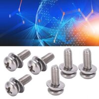Iuxishop 100pcs M4 chảo pan vít đầu 304 Bu lông khai thác bằng thép không gỉ với vòng đệm phẳng 12 mm chiều dài vít kết hợp
