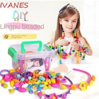 Ivanes Pop Beads, Vòng cổ DIY Vòng tay thủ công DIY Pop Beads Đồ chơi bé gái, Bộ dụng cụ làm đồ trang sức công chúa cho bé gái bằng nhựa đầy màu sắc Các loại Hình dạng hạt Pop Set Kids Girls