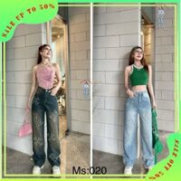 J-020 Quần Jeans Nữ Kiểu Thêu Chữ Rách Phong Cách qccc