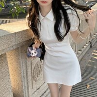 J & M❤️Dress women shirt polo neck mini short sleeve dresses