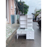 J09-Bàn trang điểm ngồi bệt tủ lùa,mặt bàn kính.4 ngăn kéo.kích thước 62x90cm