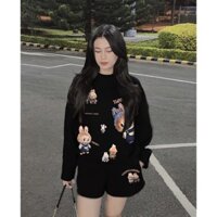J1 - Áo Sweater Labubu Mini vải nỉ tay dài, form rộng - Thời trang Local Brand nam nữ Unisex Streetwear Hàn Quốc LaBuBu