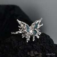 J1367 Niche Design Sense S925 Bạc Kim Cương Bướm Nhẫn Nữ Hình Đặc Biệt Men Mở Chỉ Số Nhẫn