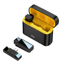 J68 1-to-2 2.4G Wireless Lavalier Microphone with Receiver DSP Noise Reduction Lapel Mic with Charging Case