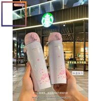 j8e Bình giữ nhiệt inox 304 nắp kín Starbucks hoa đào Sakura hồng pastel 500ml Lebenang