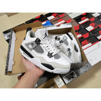 Ja Jordan Air Jordan 4 retro quân đội xi măng đen chống mài mòn giày bóng rổ retro giữa đầu GS trắng đen zxyl