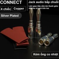 Jack bắp chuối mạ bạc nhân đồng loại mềm cắm cho Loa Âm ly 4 chiếc - Banana plug copper silver plated
