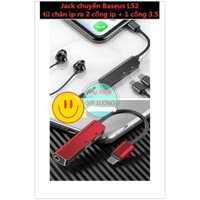 JACK CHUYỂN BASEUS L52 TỪ CHÂN IP RA 2 CỔNG IP + 1 CỔNG 3.5