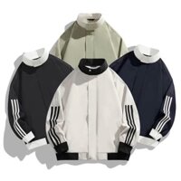 Jacket, áo khoác nam nữ, áo gió chất dù 2 lớp, 3 màu đen kem xanh nhạt, thích hợp mặc đôi, form rộng, menswear