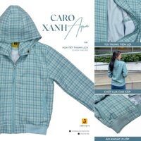 Jamin Premium Áo Khoác Nữ Cao Cấp Có Nón , Áo khoác sọc caro, 2 Lớp chống nắng, thấm hút, nhẹ, mát, thanh lịch, JCR02