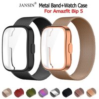 Jansin Dây Đeo Milan + Ốp Bảo Vệ Cho Đồng Hồ Thông Minh Amazfit Bip 5 GPS Smart Watch