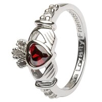 January Birth Month Sterling Silver Claddagh Ring LS-SL90-1. Made in Ireland.