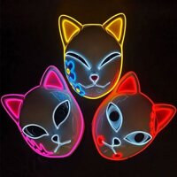 JAPANESE COMIC DEMON SLAYER GHOST MASK LED LUMINOUS HACKER CLOWN HALLOWEEN FESTIVE ROLE PLAYING PARTY SUPPLIES FUNNY HORROR