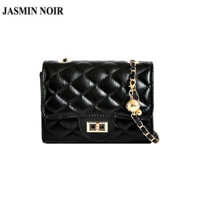 Jasmin NOIR Da PU Kẻ Sọc Quilted Nữ Sling Túi Thường Ngày Khóa Dây Xích Túi Messenger Flap