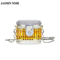 Jasmin NOIR Nữ Thương Hiệu Kim Loại Và PU Chắp Vá Túi Đeo Ngang Dây Xích Mini Xô