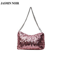 Jasmin NOIR Nylon Sequined Túi đeo vai nữ Dây chuyền cổ điển Túi đeo Hobos