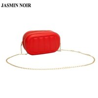Jasmin noir Túi Đeo Chéo Vai Bằng Da pu Hình Gối mini Họa Tiết Kẻ Sọc Có Dây Xích Dành Cho Bạn Nữ